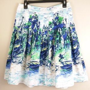 TALBOTS VENICE ITALY SCENE PRINT SKIRT size 12